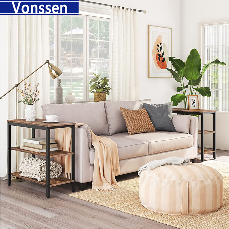 Vonssen End Side Table Nightstand with Drawer MDF IRON VS1010400008