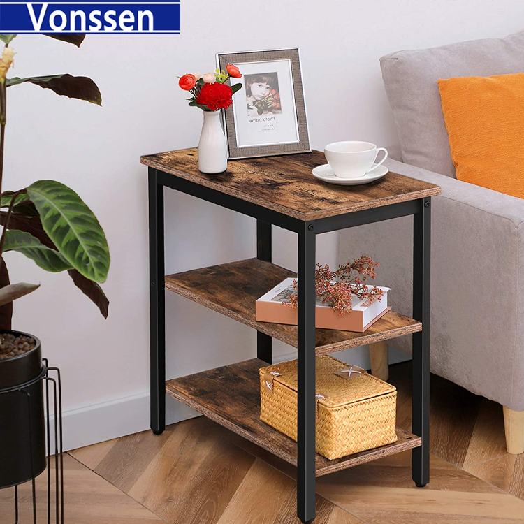 Vonssen End Side Table Nightstand with Drawer MDF IRON VS1010400008