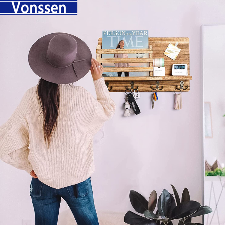 Vonssen Wooden Wall Rack Bedroom Sundries Organize Storage Rack Wall Hanging Decoration VS1011400063
