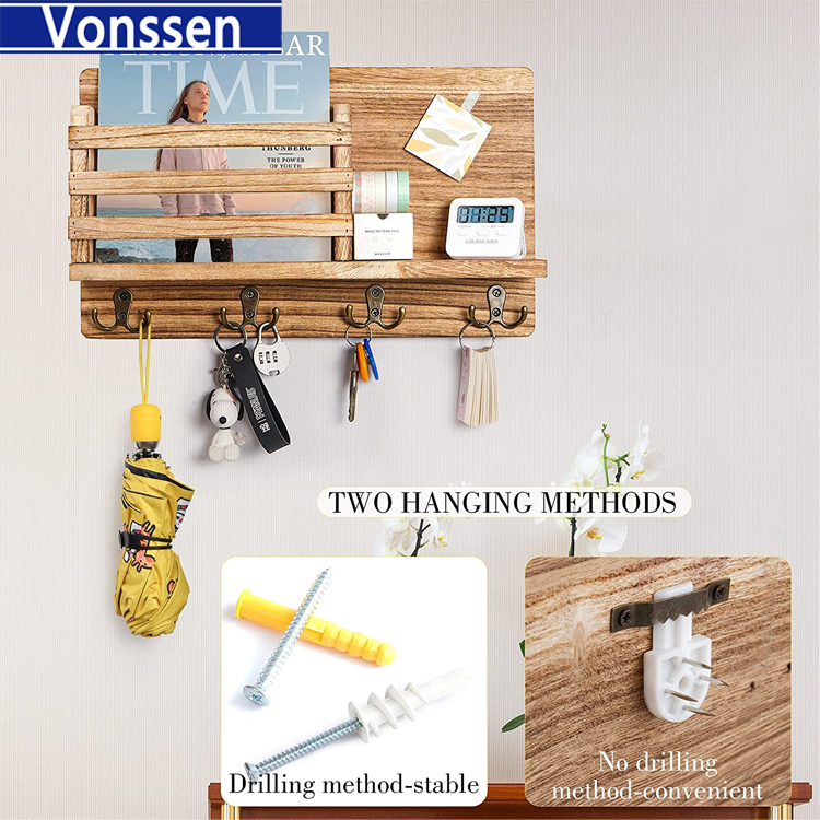 Vonssen Wooden Wall Rack Bedroom Sundries Organize Storage Rack Wall Hanging Decoration VS1011400063