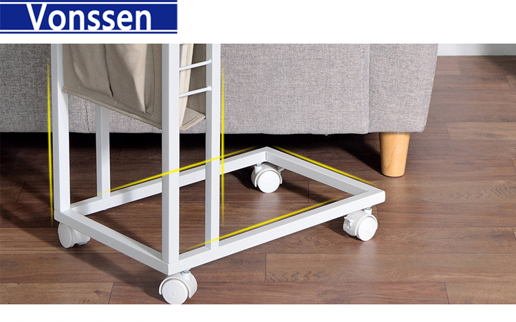 Vonssen Mobile Laptop Side Table Living Room Sofa Side Table C-Shaped Side Table With Canvas Storage Space 2 Colors VS1010400080