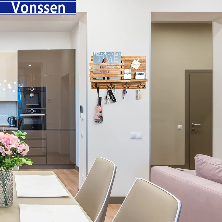 Vonssen Wooden Wall Rack Bedroom Sundries Organize Storage Rack Wall Hanging Decoration VS1011400063